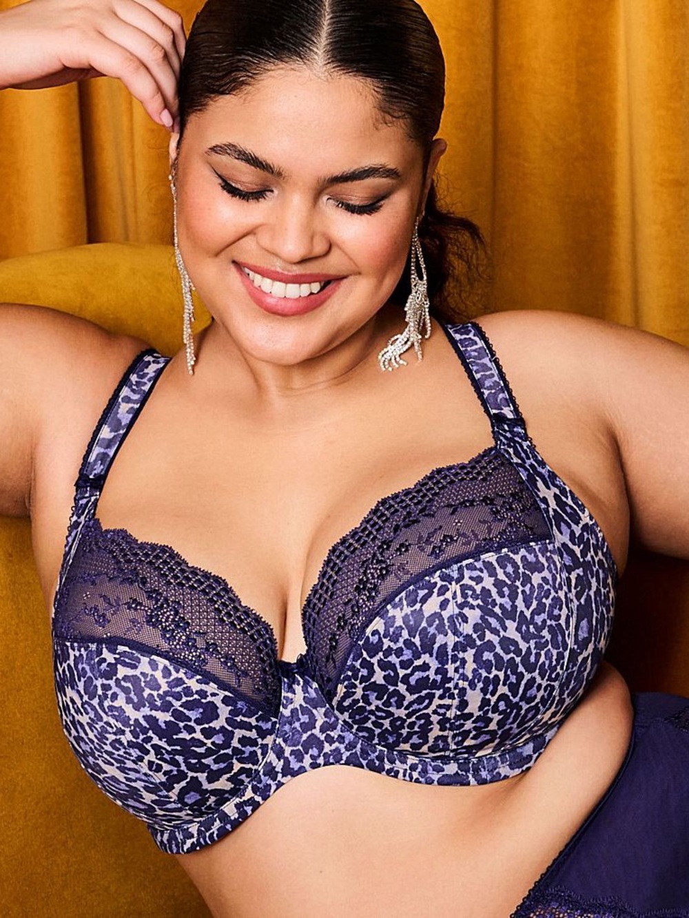NWT Elomi Lucie Leopard Print Full Busted Underwire Stretch Plunge Bra 36M